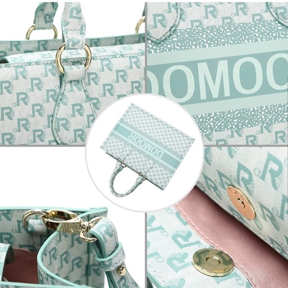 Domoor of Denmark Fesigner Monogram Tote Bag Vegan Leather NWT - Picture 5 of 5